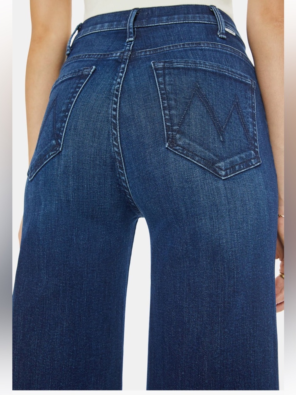 MOTHER The Hustler Roller Sneak Jeans Denim Wide Leg Faded Dark Blue 28 $258 New - Picture 4 of 13
